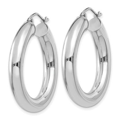 14K Weißgold Poliert 5mm Röhre Creolen
