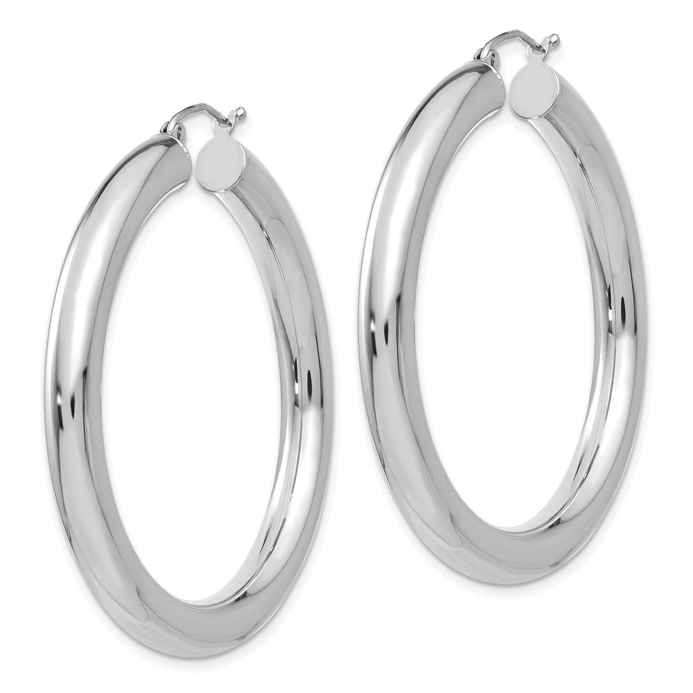 14K Weißgold Poliert 5mm Röhre Creolen