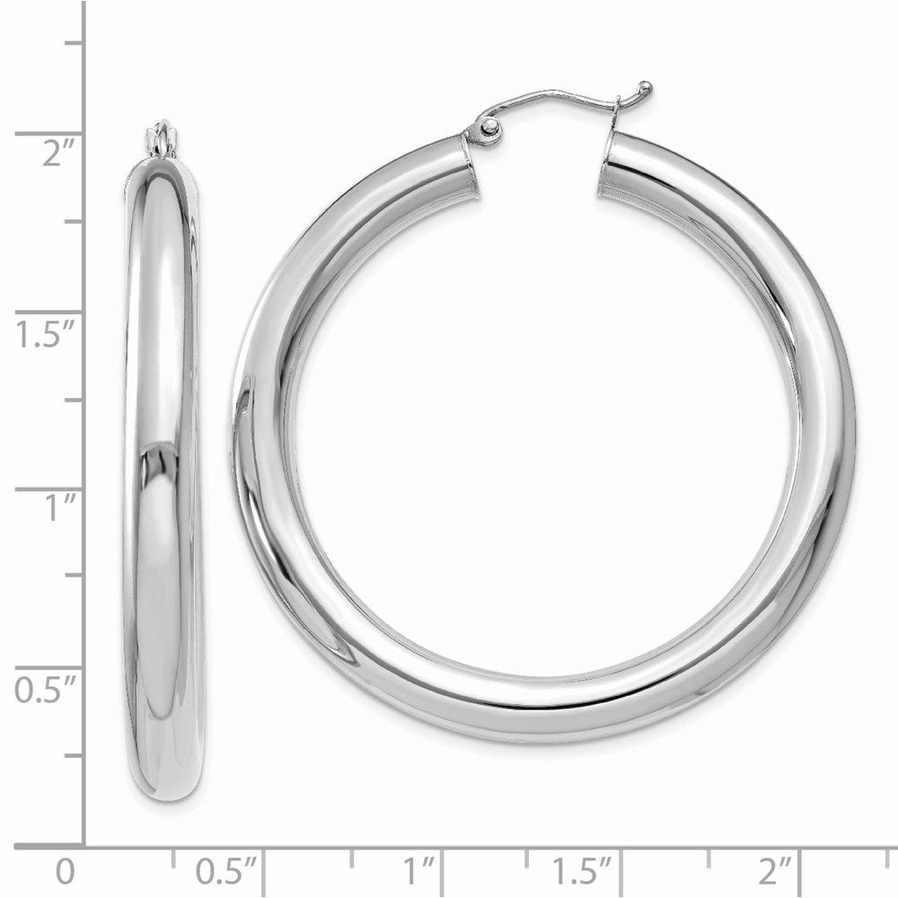 14K Weißgold Poliert 5mm Röhre Creolen