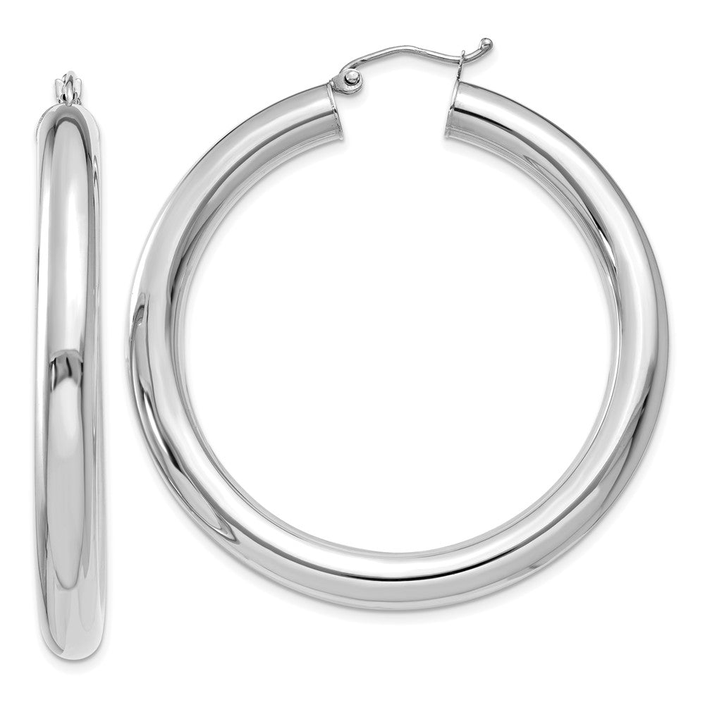 14K Weißgold Poliert 5mm Röhre Creolen