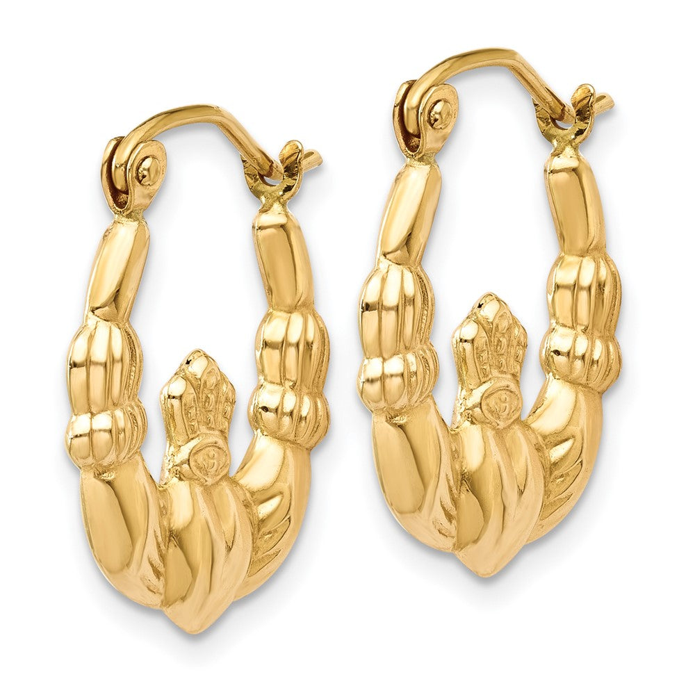 14K Gelbgold Poliert Claddagh Creolen