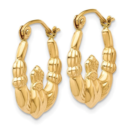 14K Gelbgold Poliert Claddagh Creolen