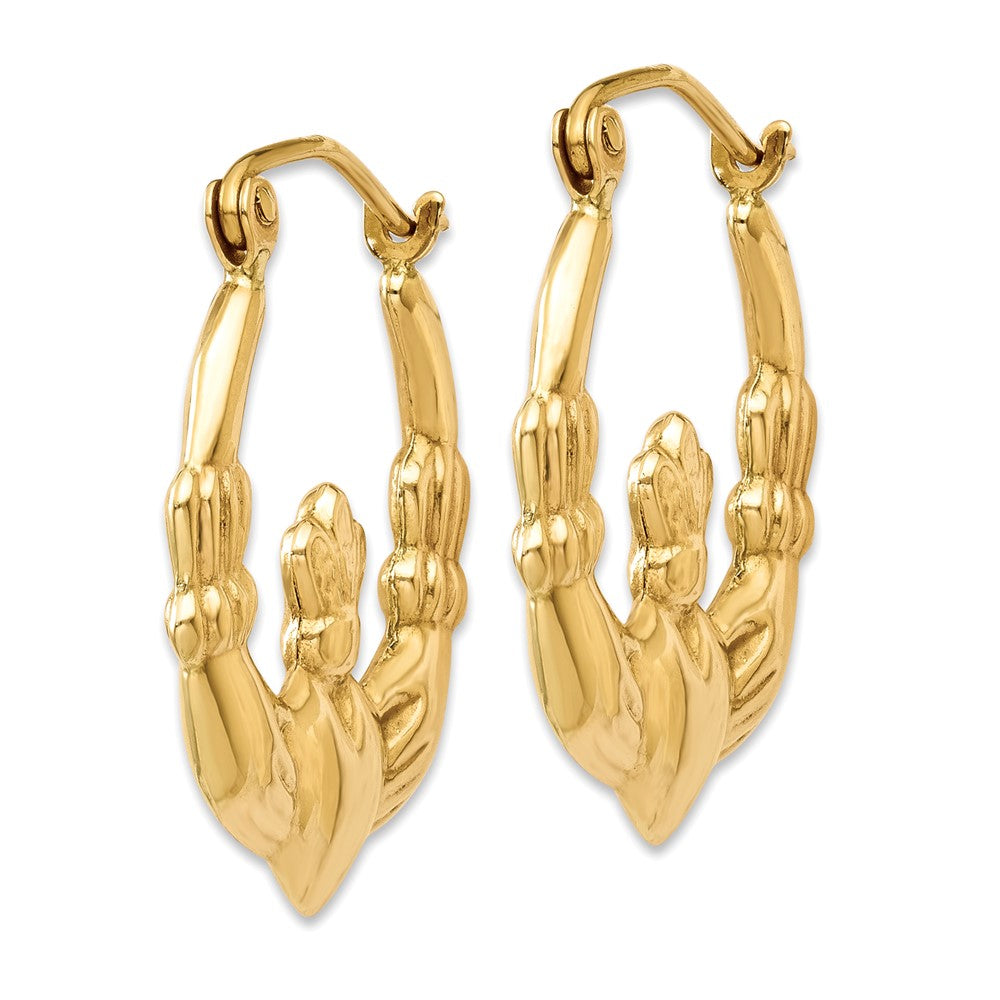 14K Gelbgold Poliert Claddagh Creolen