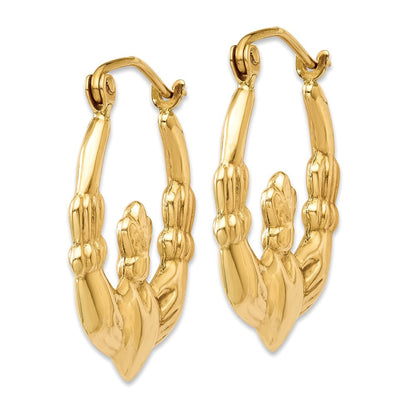 14K Gelbgold Poliert Claddagh Creolen