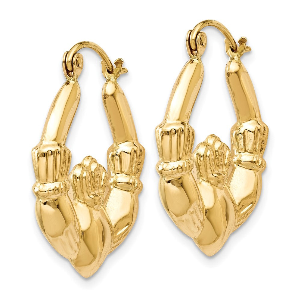 14K Gelbgold Poliert Claddagh Creolen