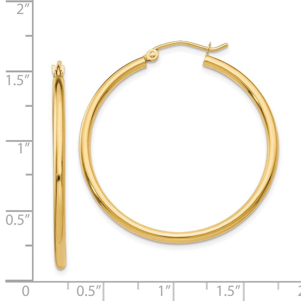 14K Gelbgold Poliert 2x35mm Röhre Creolen
