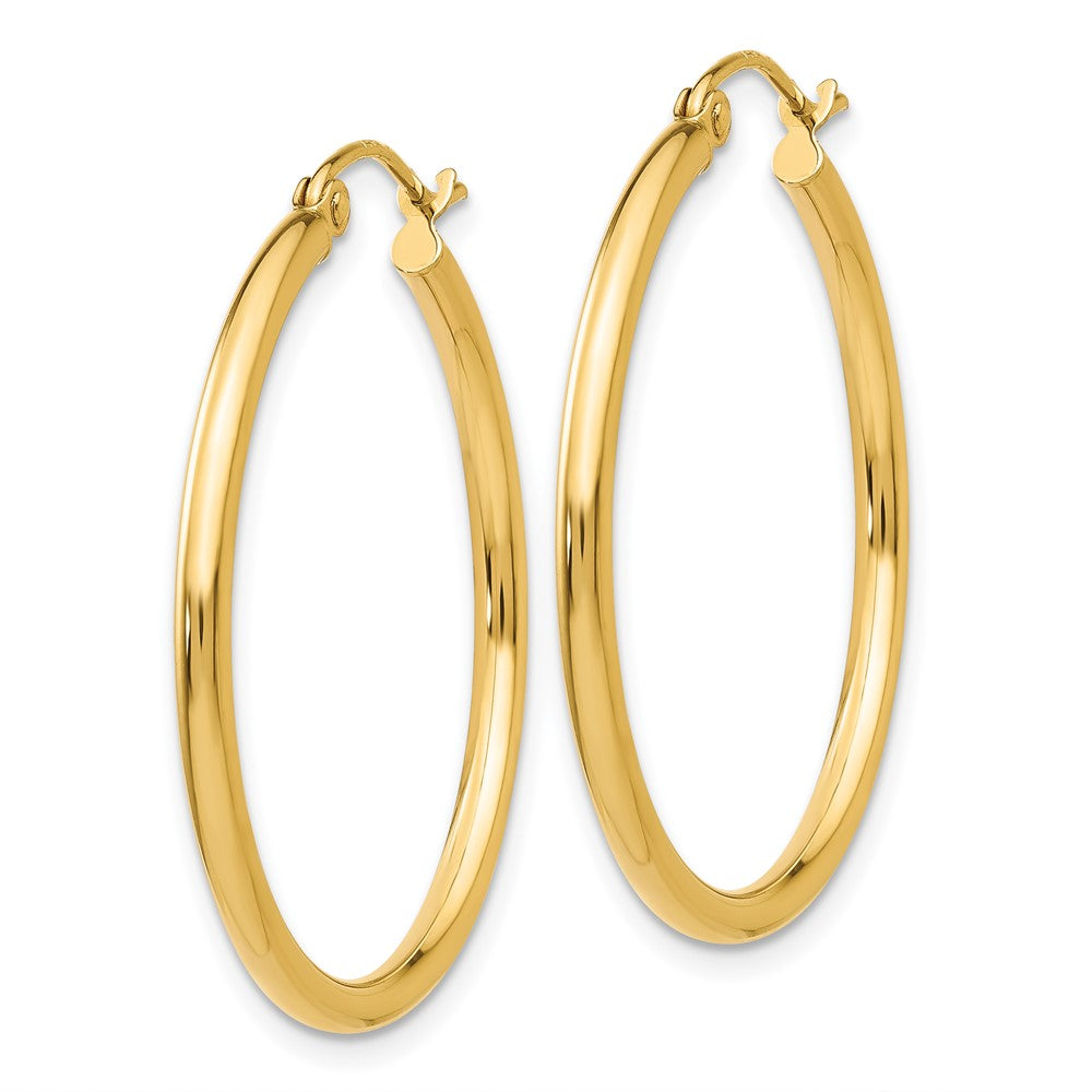 14K Gelbgold Poliert 2x30mm Röhre Creolen