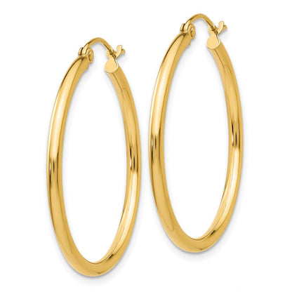 14K Gelbgold Poliert 2x30mm Röhre Creolen