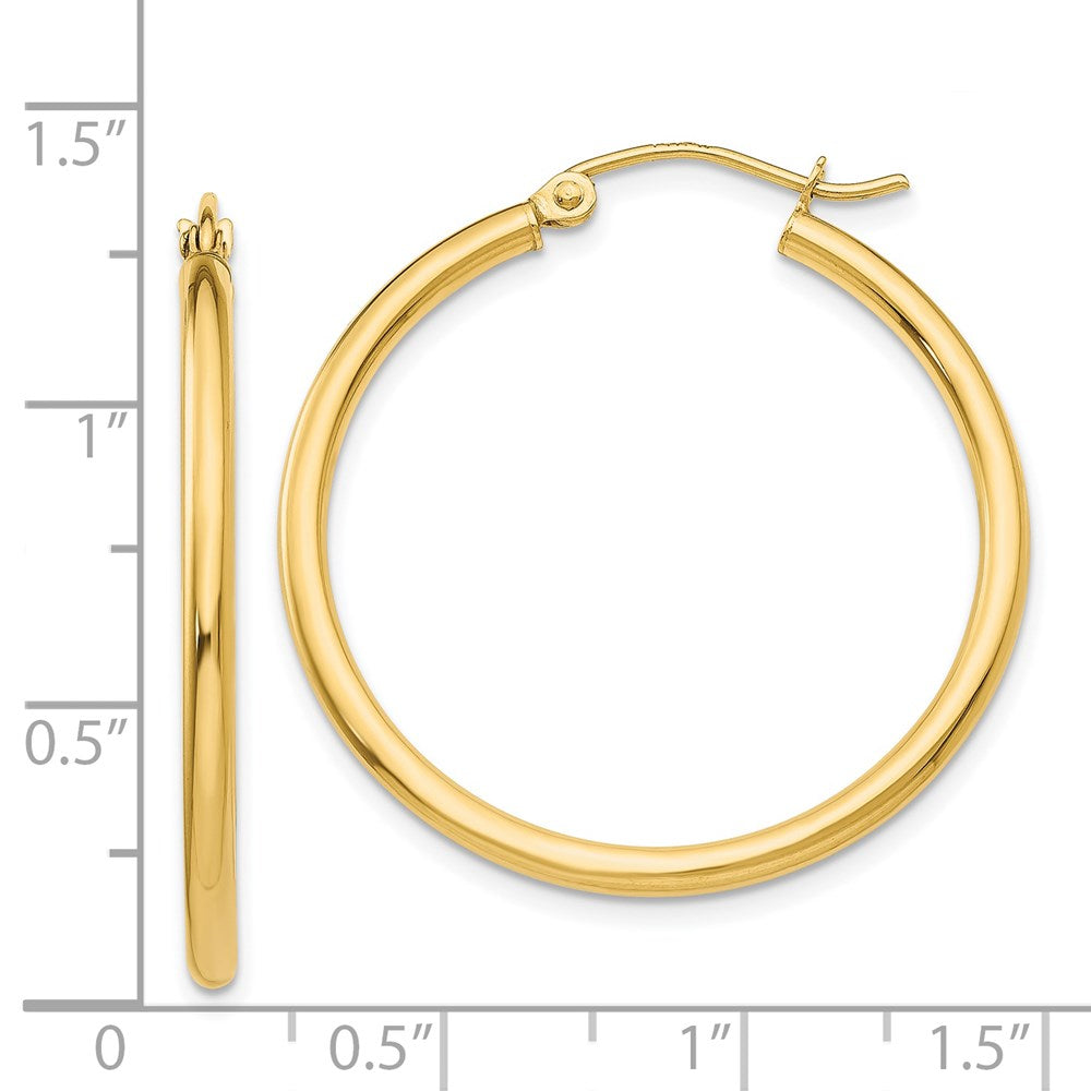 14K Gelbgold Poliert 2x30mm Röhre Creolen