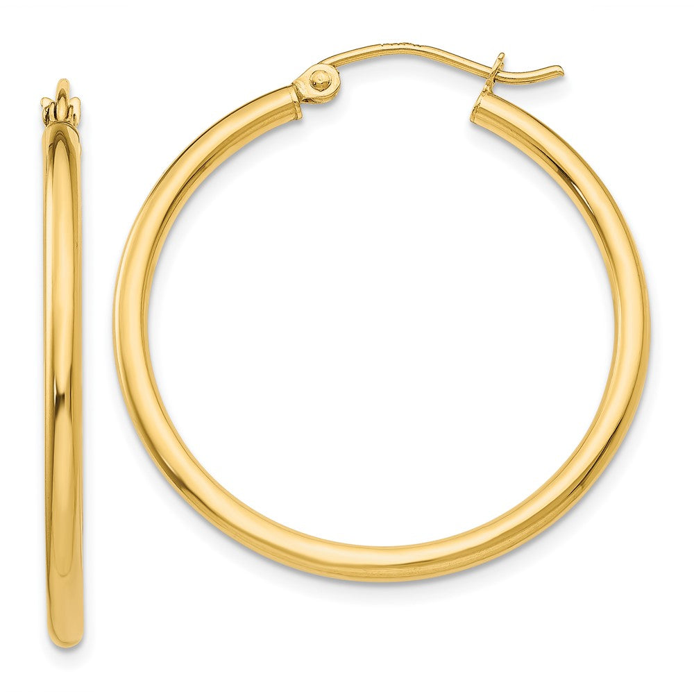 14K Gelbgold Poliert 2x30mm Leicht Röhre Creolen