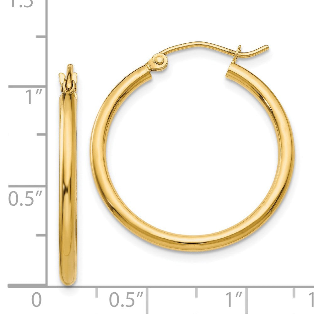 14K Gelbgold Poliert 2x25mm Röhre Creolen