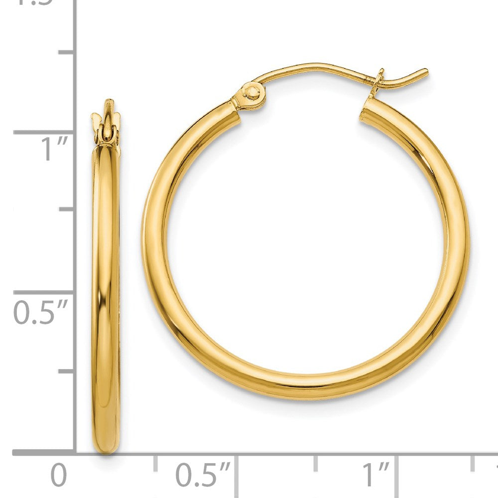 14K Gelbgold Poliert 2x25mm Leicht Röhre Creolen