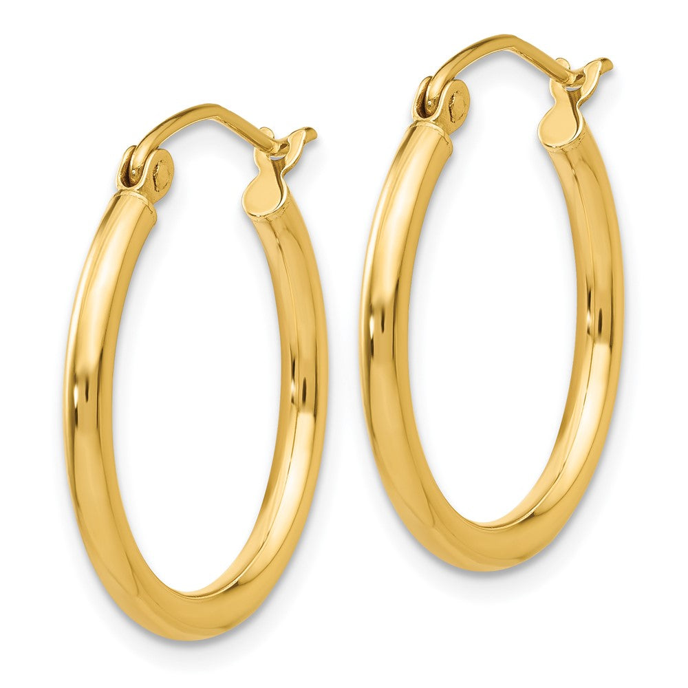 14K Gelbgold Poliert 2x20mm Röhre Creolen