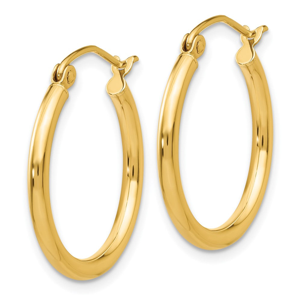 14K Gelbgold Poliert 2x20mm Leicht Röhre Creolen