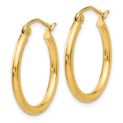 14K Gelbgold Poliert 2x20mm Leicht Röhre Creolen