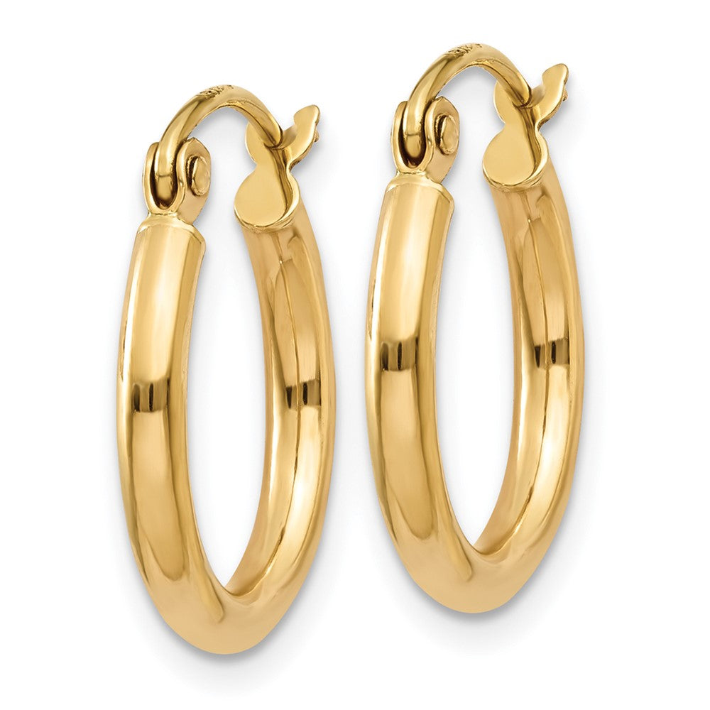 14K Gelbgold Poliert 2x15mm Röhre Creolen