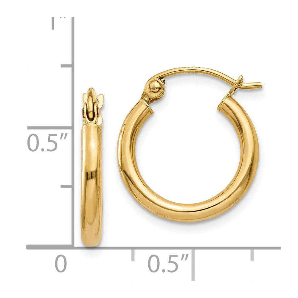 14K Gelbgold Poliert 2x15mm Röhre Creolen
