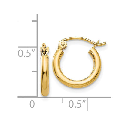 14K Gelbgold Poliert 2x12mm Röhre Creolen