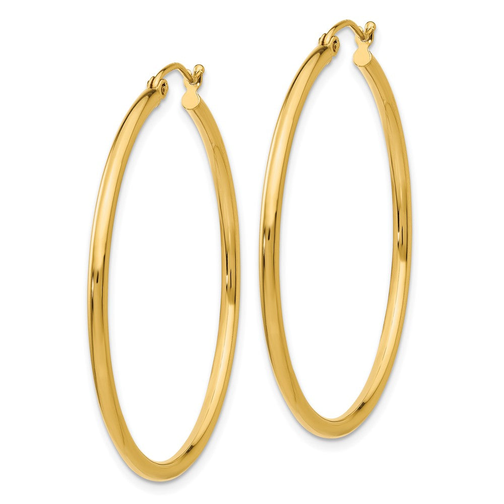 14K Gelbgold Poliert 2x40mm Röhre Creolen