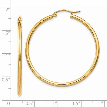 14K Gelbgold Poliert 2x40mm Röhre Creolen