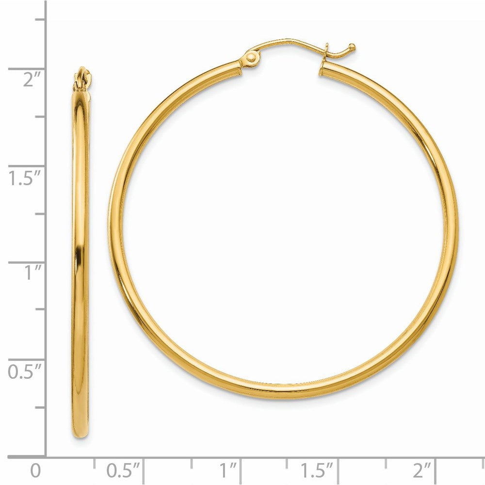 14K Gelbgold Poliert 2x45mm Röhre Creolen