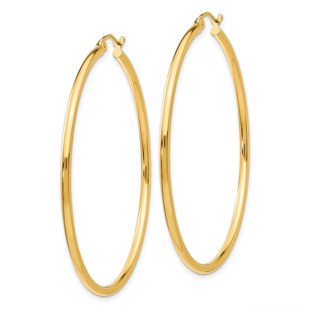 14K Gelbgold Poliert 2x50mm Röhre Creolen