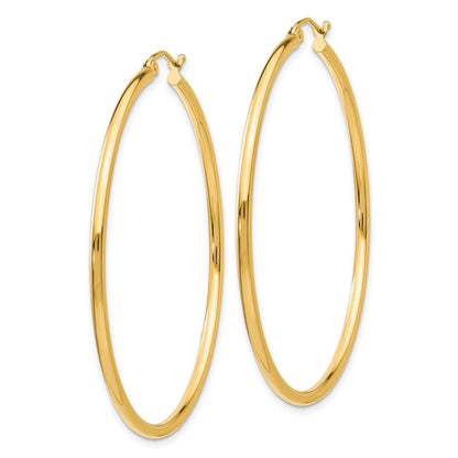 14K Gelbgold Poliert 2x50mm Röhre Creolen