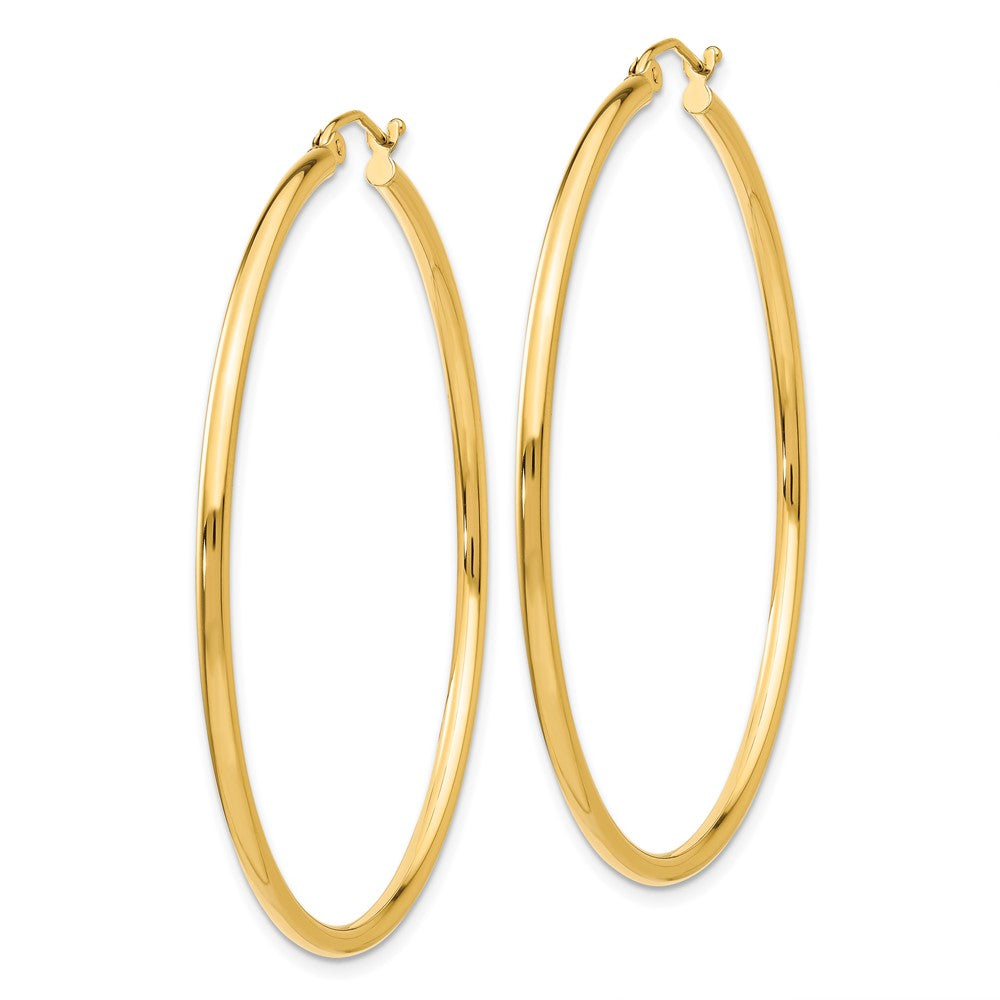 14K Gelbgold Poliert 2x50mm Leicht Röhre Creolen