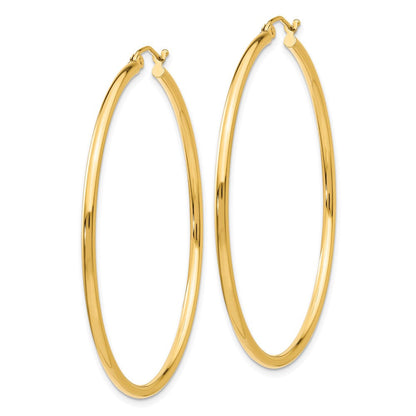 14K Gelbgold Poliert 2x50mm Leicht Röhre Creolen