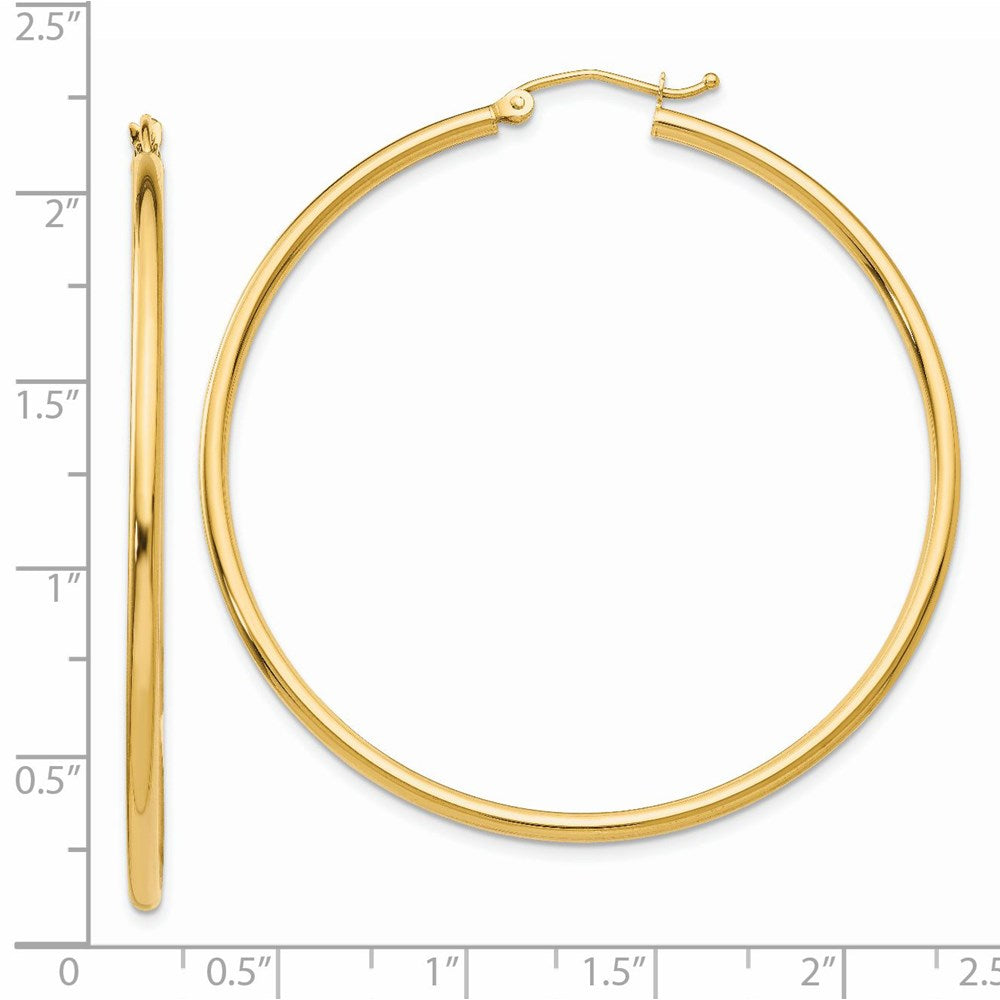 14K Gelbgold Poliert 2x50mm Leicht Röhre Creolen