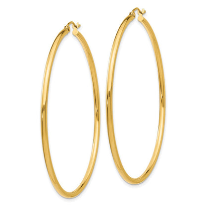 14K Gelbgold Poliert 2x55mm Röhre Creolen
