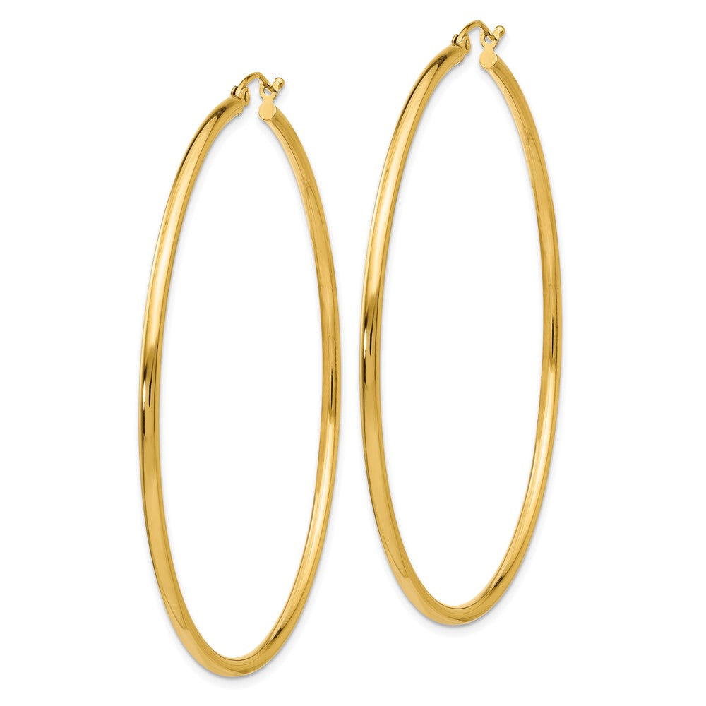 14K Gelbgold Poliert 2x60mm Röhre Creolen
