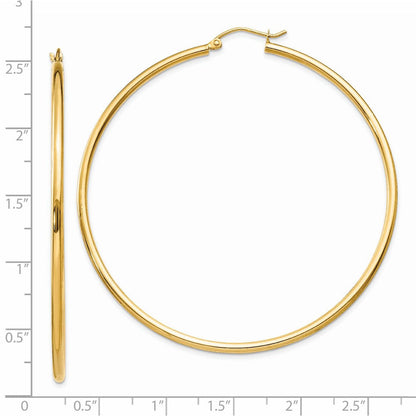 14K Gelbgold Poliert 2x60mm Röhre Creolen