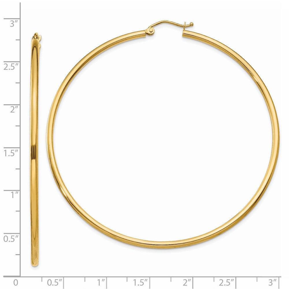 14K Gelbgold Poliert 2x65mm Röhre Creolen