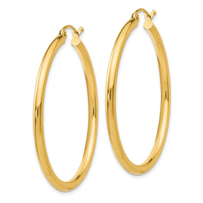 14K Gelbgold Poliert 2.5mm Röhre Creolen