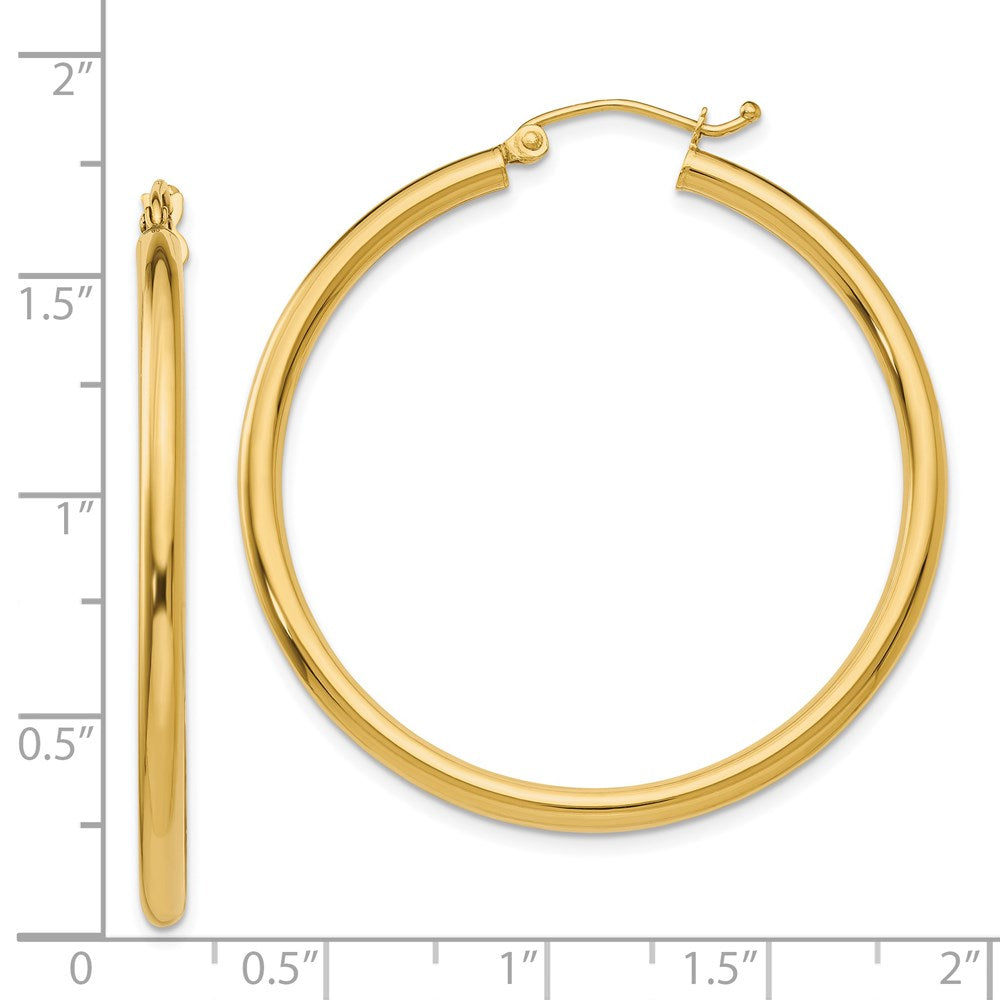 14K Gelbgold Poliert 2.5mm Röhre Creolen