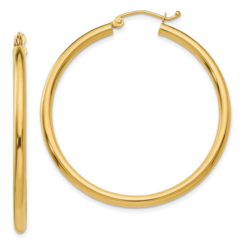 14K Gelbgold Poliert 2.5mm Röhre Creolen