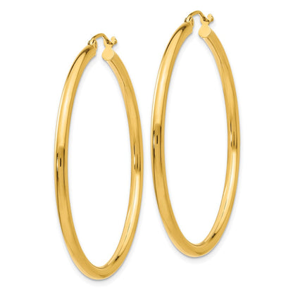 14K Gelbgold Poliert 2.5mm Röhre Creolen