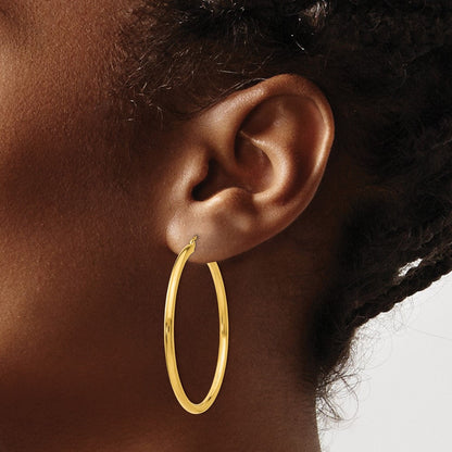 14K Gelbgold Poliert 2.5mm Röhre Creolen