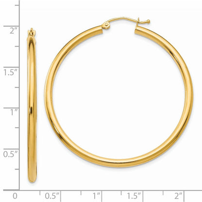 14K Gelbgold Poliert 2.5mm Röhre Creolen
