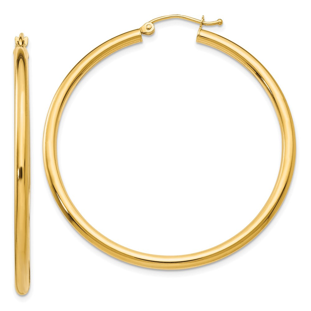 14K Gelbgold Poliert 2.5mm Röhre Creolen