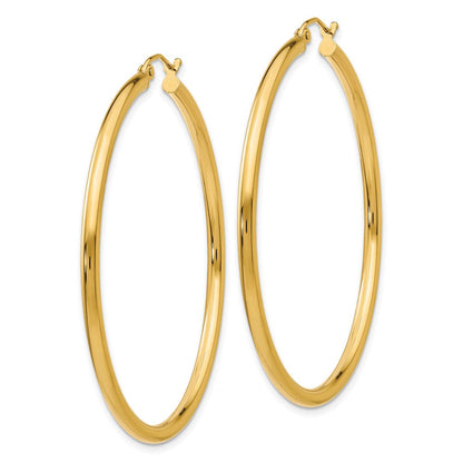14K Gelbgold Poliert 2.5mm Röhre Creolen