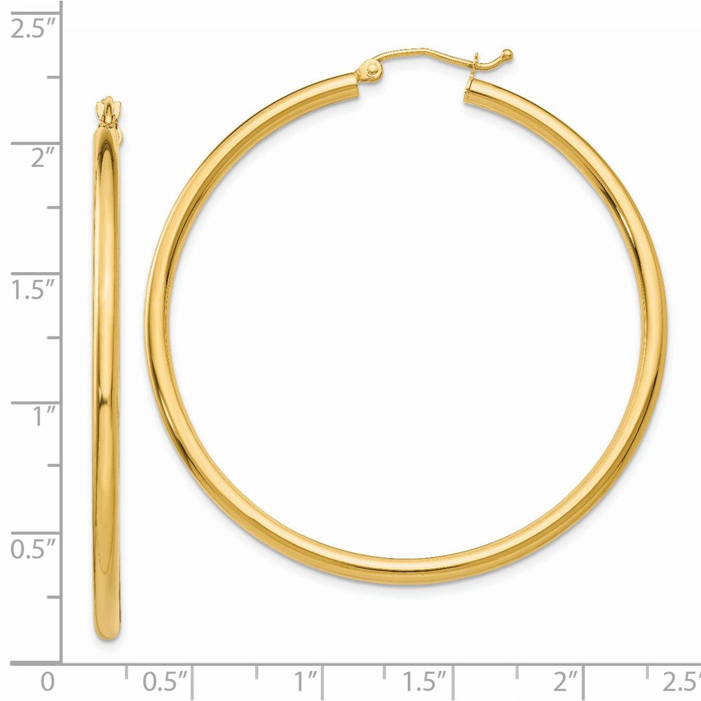 14K Gelbgold Poliert 2.5mm Röhre Creolen