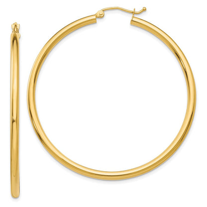 14K Gelbgold Poliert 2.5mm Röhre Creolen