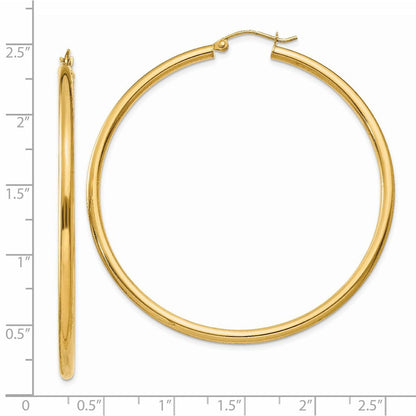 14K Gelbgold Poliert 2.5mm Röhre Creolen