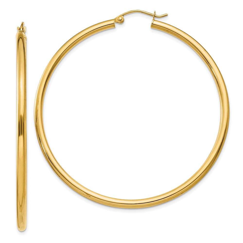 14K Gelbgold Poliert 2.5mm Röhre Creolen