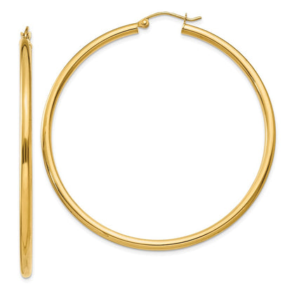 14K Gelbgold Poliert 2.5mm Röhre Creolen