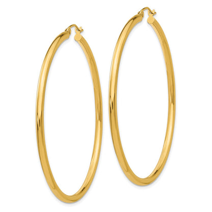 14K Gelbgold Poliert 2.5mm Leicht Röhre Creolen