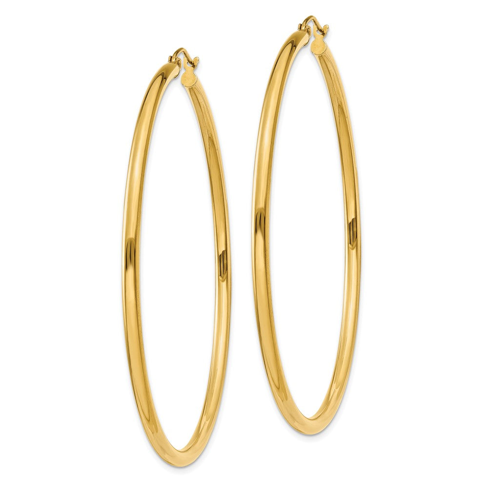 14K Gelbgold Poliert 2.5mm Röhre Creolen
