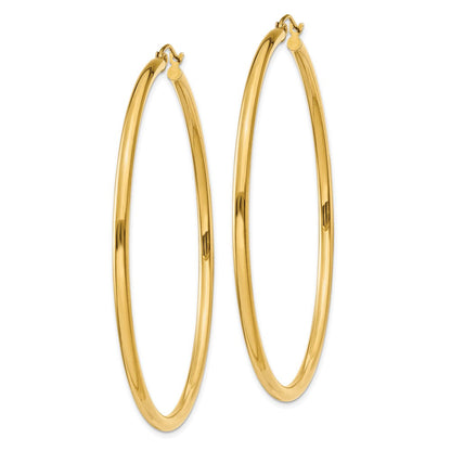 14K Gelbgold Poliert 2.5mm Röhre Creolen